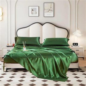 4Pcs Satin Sheets Full -Luxury Silk Silky Super Soft Extradeep Pocket Full Sheet